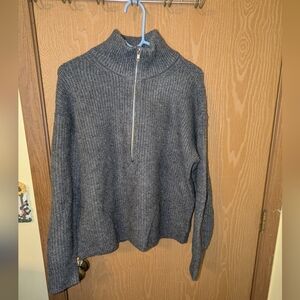 Vince Camuto - Gray Zip Knit Turtleneck Sweater - Women's Medium